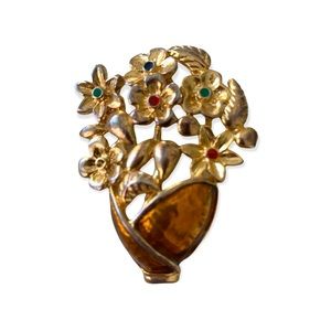Brooch floral enamel vintage lapel jewelry pin